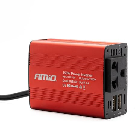 Amio Spannungswandler 12 V / 230 V 150 W / 300 W 2XUSB PI01