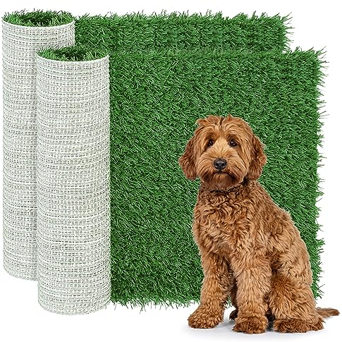 GLOBREEN Dog Grass Pee Pad, 2 Packs Replacement Artificial Grass Patch for Potty Tray, Reusable Puppy Training Turf Mat, High Drainage - 23 x 18 Inches