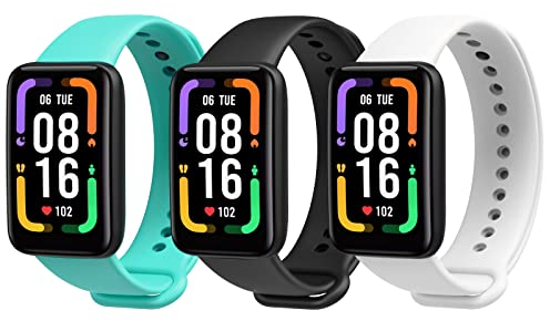 MoKo 3 Pezzi Cinturino Compatibile con Xiaomi Redmi Smart Band Pro, Cinturini Sportivi di Ricambio in TPU per Donne Uomini, Nero/Bianco/Gemma Verde