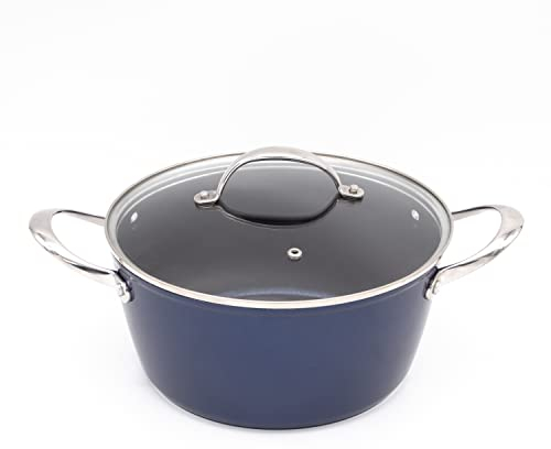 Blackmoor 67479 Blue Pro 24cm Casserole Pot with Lid/Non-Stick, High-Shine 5-Layer Hybrid Stone Coating/Forged Aluminium Construction/Cool Touch Stainless Steel Handles/Ovenproof Up to 220°C