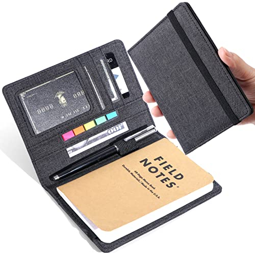 Plinyvel Couverture de journal pour notes de terrain – Compatible avec le carnet Moleskine Cahier, tissu imperméable, organiseur multifonction avec boucle pour stylo, porte-cartes de visite, pour