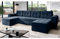 MODERNO Bari Wohnlandschaft Sofa mit Schlaffunktion Couch U-Form Schlafsofa mit Bettkasten Ecksofa Schlafcouch Moderne Wohnzimmermöbel Eckcouch Veloursstoff Steppsofa Blau