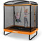 GYMAX 6 FT Kids Trampoline, Rectangle Trampoline with Enclosure Net, Swing and Spring Cover, Indoor Outdoor Combo Bounce Trampoline for Boys & Girls (Orange)