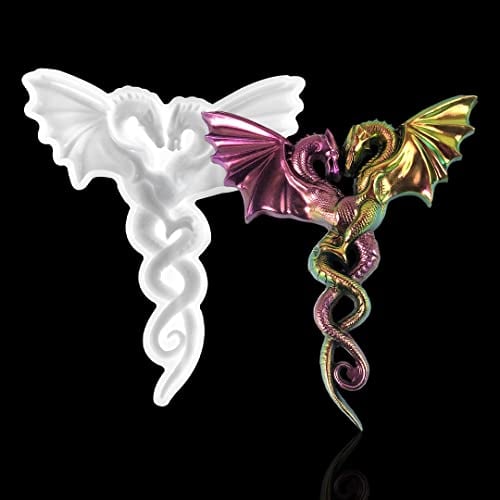 Zayookey Drachen Silikonform 3D Tier Epoxidharz Formen Große Drache Gießformen Resin Silikonform Couple Dragon Silicone Molds für DIY Harzguss Wandbehang Haus Kunstdekoration (Dragon Shape A)