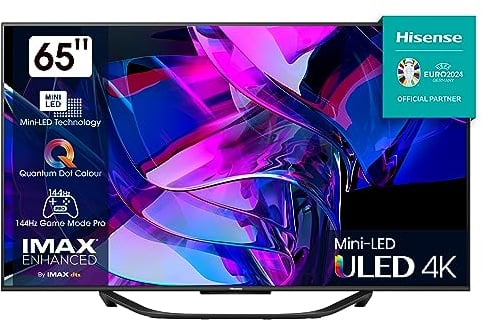 Hisense TV 65U7KQ - Mini-LED Smart TV de 65 Pulgadas Televisor, Quantum Dot Colour, Modo Juego de 144Hz, Full Array Local Dimming, Dolby Vision IQ & Dolby Atmos, VIDAA 7 OS (2023)