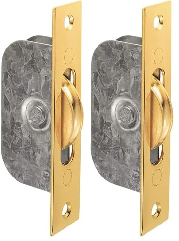 Carlisle Brass AQ93 Sash Window Axle Pulley Square Forfend with Brass Wheel, Polished Brass, 119 mm x 25.5 mm (Pack of 2)