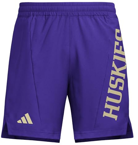 adidas NCAA Designed For Training Graphic Woven Shorts Pantalones Cortos, Team Collegiate Purple/Team Sand/University of Washington, S/18 cm Entrepierna Hombres