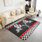 Teppich mit Rennwagen-Motiv, 12,7 x 1,8 m, schwarz-weiß karierte Flagge, dekorativer Teppich für Nachttisch, Wohnzimmer, Dekoration, rote Streifen, geometrisches Raster, kariert, rutschfest, waschbar,