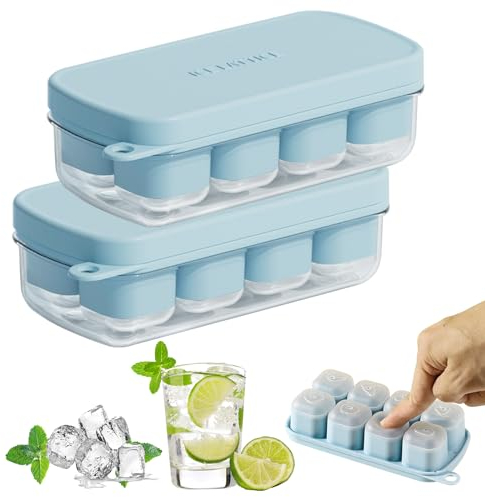 Große Eiswürfelform Silikon Mit Deckel, Einfaches Drücken Um Das Eis Zu Lösen, Eiswürfelbehälter Eckig Zum Rausdrücken Wiederverwendbar Ice Cube Tray Cocktail 16 Große Eiswürfel (2.8x2.1x2.1cm)