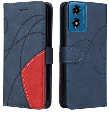 XINNI Protective Phone Case for Motorola Moto E14/G24/G04s/G04/G24 Power, PU/TPU Vintage Flip Leather Shockproof Cover Magnetic Book Style Wallet, Blue
