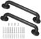 2 Pack 16 Inch Metal Industrial Handrail Grab Pipe Staircase Steps Indoor Exterior Outdoor Deck Hand Rail Safety Grab Bar (Matte Black) Handle for Stairs Bars Wall Elderly Grab Wall Mounted