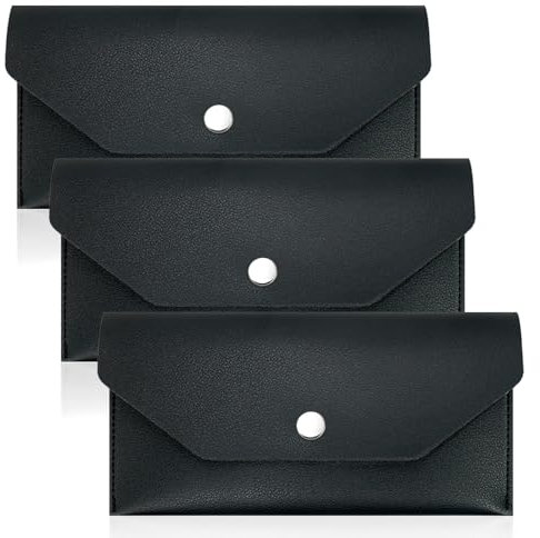 Geldumschläge, Geldbeutel, Geldbeutel, Organizer für Bargeld, Lederumschläge für Geld, Quittung, Bargeld, Budgethalter, Schwarz, 3 Stück