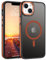 VENINGO Magnetic for iPhone 14 Plus Case,Compatible with MagSafe Matte Translucent Shockproof Protective Women Man Girls Phone Case for iPhone 14 Plus, Black/Orange