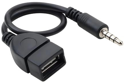 USB to 3.5mm Jack Adapter-AUX to USB Adapter-3.5mm Male AUX Audio Plug Jack To USB 2.0 Female Converter Adapter Cable Cord for Car, Truck Vehicle Aux Port (Car Need Decoding Function)