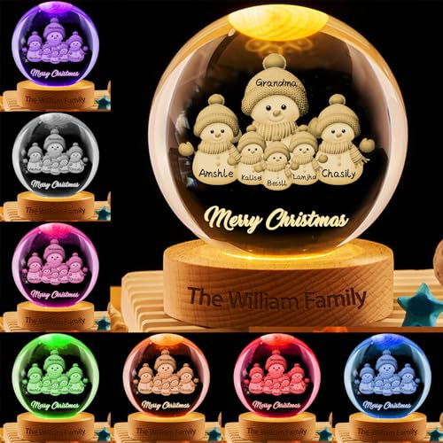 Bola de cristal de Navidad personalizada de 1 a 10 muñecos de nieve, globo de nieve con luz LED, bola de nieve decorativa (estilo 4)