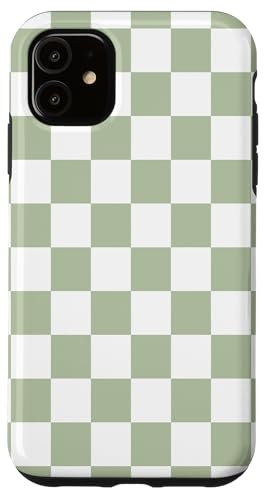 iPhone 11 Sage Green Checkered Sage Green And White Checkered Case