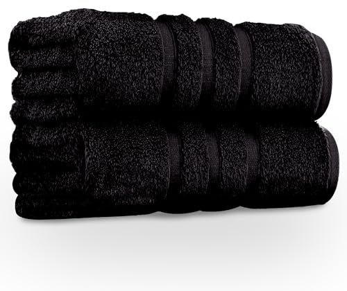 GC GAVENO CAVAILIA Premium Jumbo Bath Sheet 2 Pack - 100% Ring Spun Cotton Towels Bath Sheet - Highly Water Absorbent & Quick Dry Extra Large Bath Sheets - Soft Hotel Quality Bath Towel - Black