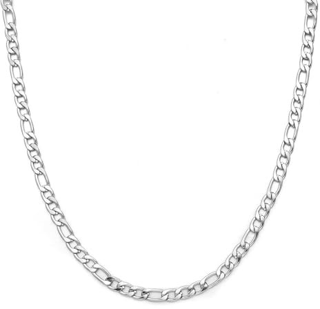 XUEBAIFU Halskette Herren 4mm Figaro Kette 925 Silber Kette für Damen Männer Silberkette Kubanische Halsketten hypoallergen Herrenkette 50cm