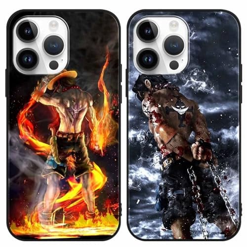 2 Pack Phone Case For iPhone 11 6.1 inch, Anime Ace Gear 5 Nika Sun God Cartoon Manga Pattern Shockproof Soft Aesthetics Design Full lens Protection Cover for Children Boy Girl, Black