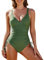 FemiChic Maillot de Bain Femme 1 Pieces Gainant Ventre Grande Taille Push Up Rembourré Ronde Amincissant Maillot'de Bain(Vert,M)