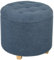 HOMCOM 45cm Round Storage Ottoman, Teddy Fleece Footstool with Removable Lid and Wood Legs, Button Tufted Vanity Stool for Living Room Bedroom Hallway, Blue