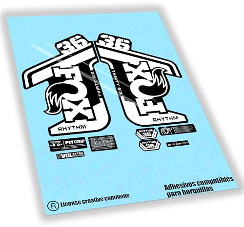 WP455 Aufkleber Kompatibel mit Fox 36 RH Rhythm Forks Bike Stickers, MTB Decals, Auffkleber, Federgabel (Weiß)