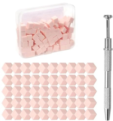 WUSJCOF 100 Stück Nail Art mit Metallgreifer, Sponge Brush Applikator, Sponge Nagel Pinsel, Nageldesign Zubehör, Verwendet, um eine Vielzahl von Gradient Nail Art Patterns zu Erstellen