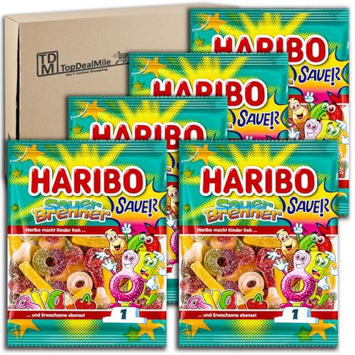 TopDealMile-Vorratspack für Haribo Sauer Brenner sauer 5 x 160g Saures Fruchtgummi, teilweise mit Cola-Geschmack