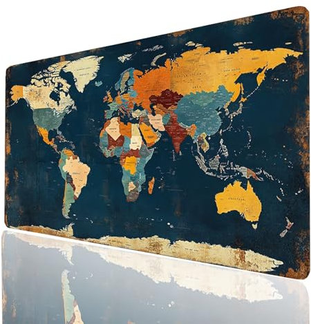 Mouse Mat World Map Desk Mat Large 80x30x0.3CM Waterproof Gaming Mouse Pad Map Mousepad Soft Smooth Surface and Non-Slip Rubber Base Keyboard pad for Gaming PC, Laptop, Office Desk Gifts Model-01163