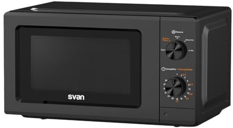 Svan Microondas 19 Litros Básico Negro SMW19700N. 700W, Programas, Modo Descongelación, Revestimiento Interior, Fácil Limpieza, Temporizador 30min.