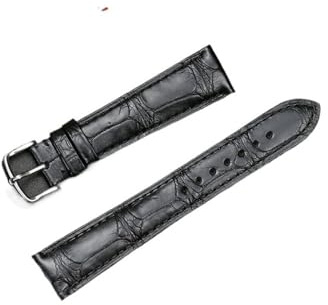 HASGTFM Lederarmband passend for Carl Fit for F. Bucherer Uhrenarmband Bambusmaserung 19 mm braun schwarzer Uhrengürtel(Black)