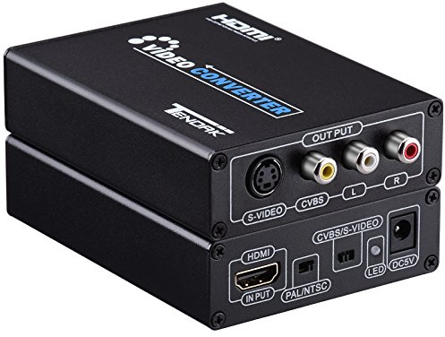 Tendak HDMI till S-Video AV RCA Composite R/L Video Ljudkonverterare kompatibel 720p/1080p med RCA/S-Video Kabel för PC Bärbar Xbox PS3 TV STB VHS VCR Kamera Blu-Ray DVD (HDMI till Composite)