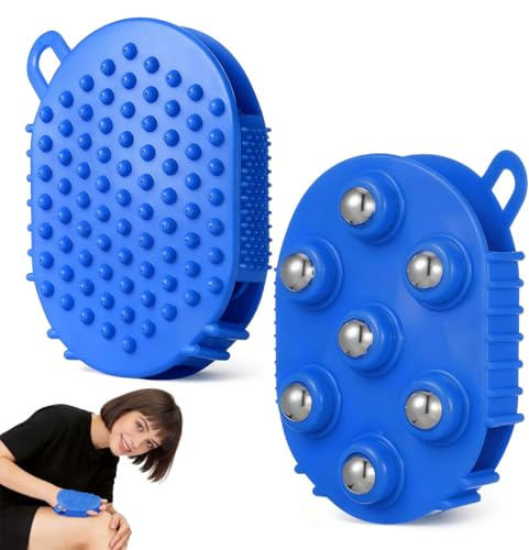 2PCS Lymphatic Gloves,Handheld Massage Ball Roller Palm Shaped Massage Tool with Roller Balls for Neck Back Legs Cellulite Exfoliating Back and Muscle Pain Relief