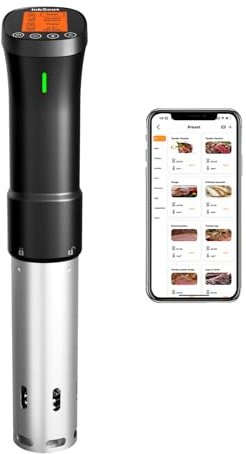 InkSous WIFI 2.4G Sous Vide Cooker 1000W Immersion Circulator with APP 14 Recipes,Alarm,Calibration & Timer, 3D Water Fast Heating Ultra-Quiet Sous Vide Machine