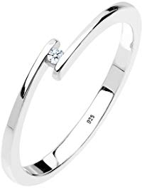 Elli DIAMONDS Ring Damen Verlobungsring mit Diamant (0.015 ct.) in 925 Sterling Silber
