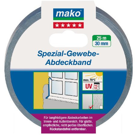 Mako Profi Spezial-Gewebe-Abdeckband UV-beständig 70°C 30 mmx25 m