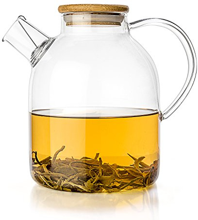 Tealyra - Glass Kettle Teapot - 1800ml - Stove-top Safe - Heat Resistant Borosilicate - Pitcher - Carafe - No-Dripping - Tea Juice Water - Hot Iced - Bamboo Lid - Filter Spout