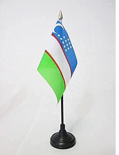 AZ FLAG Usbekistan Tischflagge mit Goldener Spitze, 15 cm x 10 cm