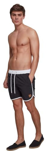 Urban Classics Retro Swimshorts Pantaloncini, Nero, L Uomo