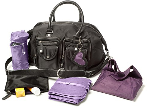 LISSY - Designer Wickeltasche Set Leder petit amour Schwarz