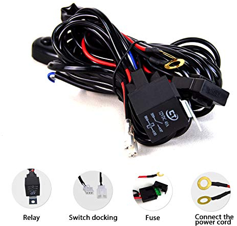 SKYWORLD kit de arnés de cableado de barra de luz led, 18AWG 12V interruptor de encendido y apagado kit de cableado de luz antiniebla para barra de todoterreno, faro de trabajo led, 1 lead