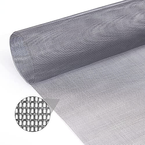 Loboo Idea Rouleau de maille en fibre de verre pour fenêtre d'entrepôt – 120 cm x 9 m – Maille de rechange pour projets de bricolage (120 cm x 9 m, gris)