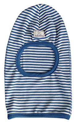 Pickapooh Sturmhaube aus Merinowolle und Seide, für Erwachsene, Herren, Damen, Unisex, dünne Sport-Basisschicht 151 Gr. 6.625, Gestreifte Ozean/Natur