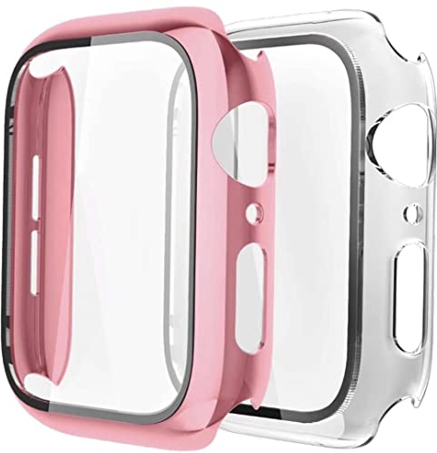 Fengyiyuda (2 Pack Coque Compatible avec Apple Watch 38/40/42/44mm avec Ultra Film en Protection TPU Convient,Shock-Absorption Case pour IWatch Series se/6/5/4/3/2/1,Rose Gold/Clear,40mm