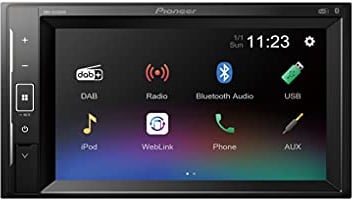 Pioneer DMH-A240DAB 2-DIN-Multimedia Player, Kurze Einbautiefe, 6,2-Zoll ClearType-Touchscreen, Smartphone-Anbindung, USB, DAB/DAB+ Digitalradio, Bluetooth, 13-Band-Grafikequalizer