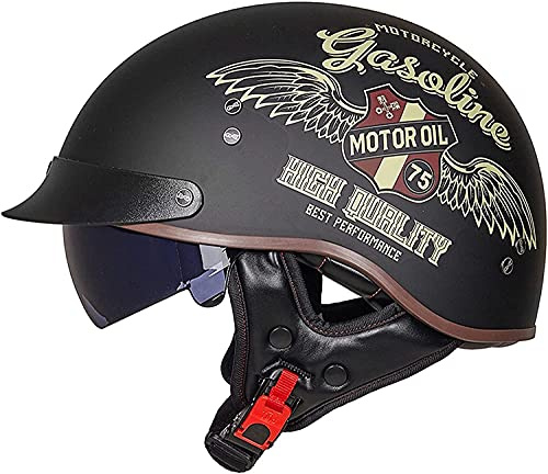 XRDSHY Halbhelm Motorradhelm Herren Damen Retro ECE Zertifizierung Motorrad Halbschale Mofa Helm Jethelm Halbschalenhelm Jet Helmet Motorcycl Chopper Scooter Helm Sturzhelm Mit Visier,C-(L/59-60CM)