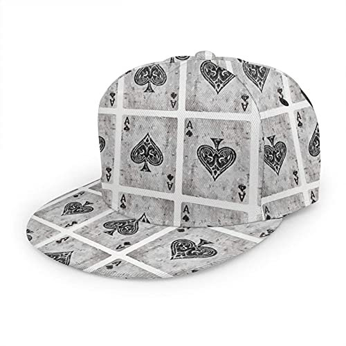 Oaieltj Unisex Baseballkappe Damen Herren Junge Mädchen Mode verstellbar 3D gedruckt Flat Bill Baseball Cap, Poker-Poker-Liebhaber, Vintage-Stil, One size