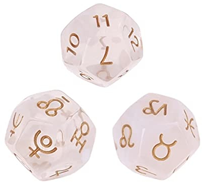Astrologische Würfel, 12-seitig, Kunstharz, Astrologie, Tarot, Sternbild, Wahrsagung, Tarotkarten, Spiel, Würfel, 3 Stück