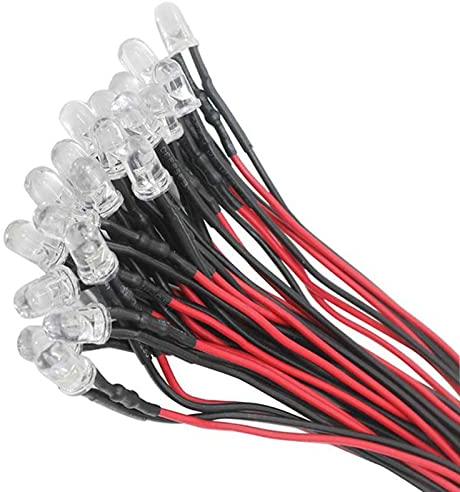 AZDelivery 20 Stück 5mm LEDs mit 20cm Kabel DC 12V fertig verkabelt + 5mm LED Montageringe