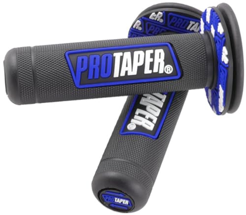 7/8 Motorcross Handle Grips Dirt Bike 22mm 24mm Truster Grips Motorcycle Ergonomic Bar End Non Slip Grip Gel Gep Scooter Cruiser Racing Mountain (Black Blue, Pro Taper)
